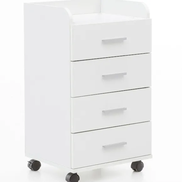 Rootz rullecontainer 40 x 70,5 x 33 cm hvid - Skrivebordscontainer Rulleskab 4 skuffer - Moderne skuffecontainer med hjul - Standcontainer Kontorconta | Fyndiq