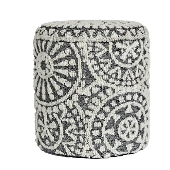 Rootz rund siddestol - Boho Ottoman - Moderne puf - Blødt uldkomfort - 45cm x 40cm x 45cm