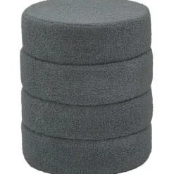 Rootz Rund Taburet - Osmannisk - Fodskammel - Støtter 120kg - Grå - Ø40 x 45H cm