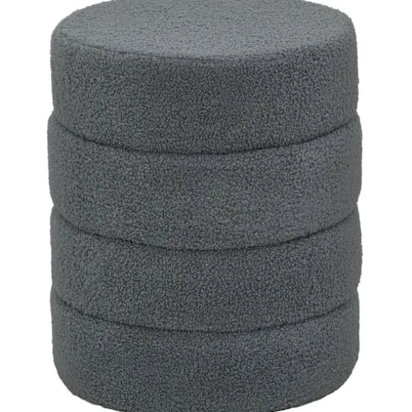 Rootz Rund Taburet - Osmannisk - Fodskammel - Støtter 120kg - Grå - Ø40 x 45H cm