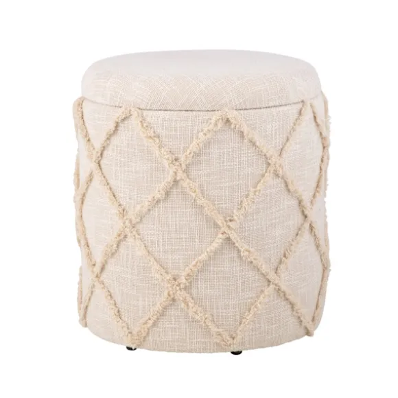 Rootz runde opbevaringskamler - Moderne Boho Ottomans - Dekorative siddepladser - Komfortpolstring - 45 cm x 40 cm x 45 cm
