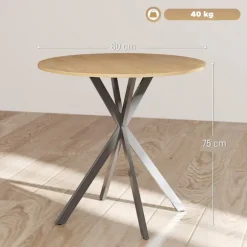 Rootz rundt køkkenbord - Spisebord - Kompakt bord - Pladsbesparende - Robust og stabilt - Ø80x75cm - Brun + Sort