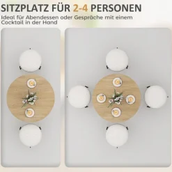 Rootz rundt køkkenbord - Spisebord - Kompakt bord - Pladsbesparende - Robust og stabilt - Ø80x75cm - Brun + Sort
