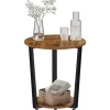 Rootz rundt sidebord - Sofabord - Lille stuebord - Vintage Design - 50cm x 53cm - Træmateriale - Metalstel