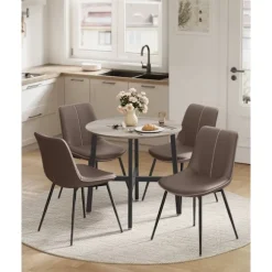 Rootz rundt spisebord - spånplade stål - Greige broget blæk Sort - Moderne - 80 cm x 75 cm - 10,8 kg - 100 kg Kapacitet