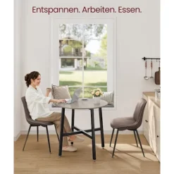 Rootz rundt spisebord - spånplade stål - Greige broget blæk Sort - Moderne - 80 cm x 75 cm - 10,8 kg - 100 kg Kapacitet
