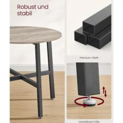 Rootz rundt spisebord - spånplade stål - Greige broget blæk Sort - Moderne - 80 cm x 75 cm - 10,8 kg - 100 kg Kapacitet