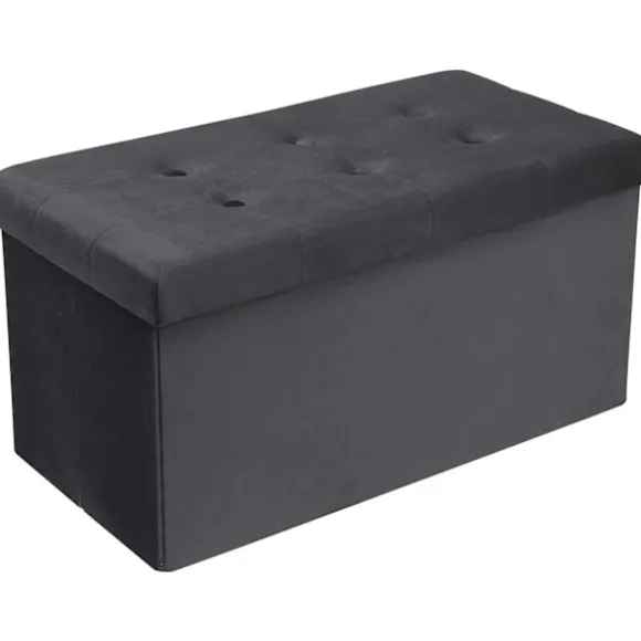 Rootz sammenfoldelig opbevaringsboks - Osmannisk bænk - Fløjlsbetræk - 80L Kapacitet - 76 cm x 38 cm x 37,5 cm - Maks. belastning 300 kg
