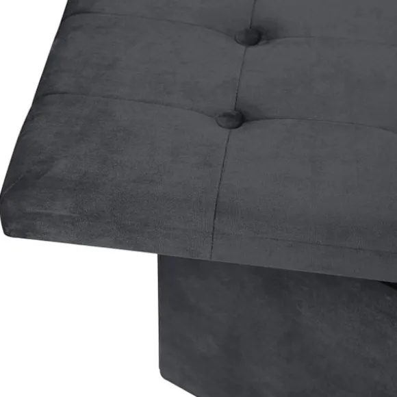Rootz sammenfoldelig opbevaringsboks - Osmannisk bænk - Fløjlsbetræk - 80L Kapacitet - 76 cm x 38 cm x 37,5 cm - Maks. belastning 300 kg