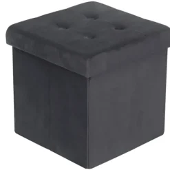 Rootz sammenfoldelig opbevaringsskammel - osmannisk bænk - æskesæde - fløjlspude - skoskab - 37,5 cm x 38 cm x 37,5 cm