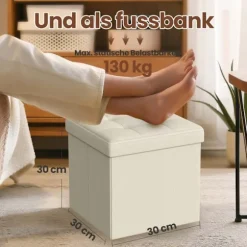 Rootz sammenfoldelig sædebryst - opbevaringsboks - sæde med opbevaringsplads - 22L kapacitet - 30 x 30 x 30 cm - Understøtter 130 kg