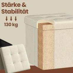 Rootz sammenfoldelig sædebryst - opbevaringsboks - sæde med opbevaringsplads - 22L kapacitet - 30 x 30 x 30 cm - Understøtter 130 kg