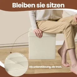 Rootz sammenfoldelig sædebryst - opbevaringsboks - sæde med opbevaringsplads - 22L kapacitet - 30 x 30 x 30 cm - Understøtter 130 kg