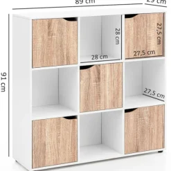 Rootz SAMO 89 x 91 x 29 cm Reol med 9 rum Sonoma - Standhylde med 5 låger - Moderne terninghylde rumdeler - Halskab åbent - Cuberegal kommode opholdsh | Fyndiq