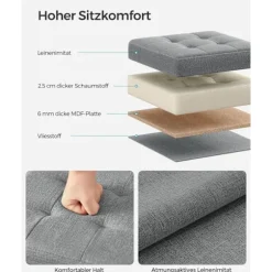 Rootz sædebryst Ottoman - Opbevaringsskammel - Fodstøtte - Imiteret linned - MDF - Skum - 30 cm x 30 cm x 30 cm - Lysegrå - 1,6 kg - 130 kg Kapacitet | Fyndiq