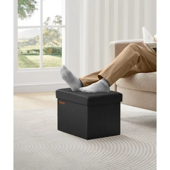 Rootz sædekiste - Opbevaring Ottoman - Fodskammel - Multifunktionel - 31 cm x 41 cm x 31 cm - Stilfuldt design - PU/MDF/skum - 2,1 kg
