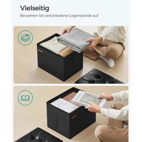 Rootz sædekiste - Opbevaring Ottoman - Fodskammel - Multifunktionel - 31 cm x 41 cm x 31 cm - Stilfuldt design - PU/MDF/skum - 2,1 kg