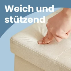 Rootz Seat Brystopbevaringsbænk - polstret opbevaring Ottoman - Linned Bench - Holder 300 kg - 38 x 110 x 38 cm