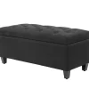 Rootz Sengebænk - Osmannisk Opbevaringsbænk - Soveværelsesmøbler - Vintage Glamour - 100 cm x 40 cm x 44 cm - Sort polyester - Gummitræben