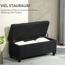 Rootz Sengebænk - Osmannisk Opbevaringsbænk - Soveværelsesmøbler - Vintage Glamour - 100 cm x 40 cm x 44 cm - Sort polyester - Gummitræben