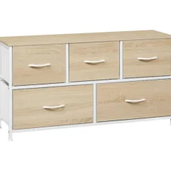 Rootz Shacking Cabinet 5 skuffe - Opbevaringskiste - Organiseringsenhed - Metal & træ - 100 cm x 54 cm x 30 cm -brown+ hvid