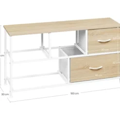 Rootz Shacking Cabinet 5 skuffe - Opbevaringskiste - Organiseringsenhed - Metal & træ - 100 cm x 54 cm x 30 cm -brown+ hvid