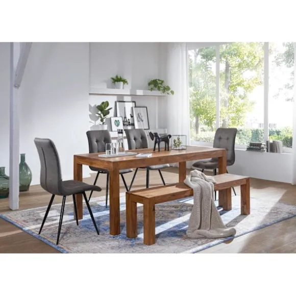 Rootz Sheesham massivt træ spisebord - køkkenbord - rektangulært spisebord - tidløst design, udtryksfuldt trækorn, sæder op til 8 - 180 cm x 90 cm x 7 | Fyndiq