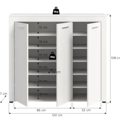 Rootz Shoe Cabinet - Fodtøjsopbevaring - Arrangør af indgang - 12 rum - Hvid spånplade - 120x108x37cm