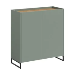 Rootz Shoe Cabinet - Fodtøjsopbevaring - Skoarrangør - Hurtig samling - Grøn og brun - 97x90x38 cm