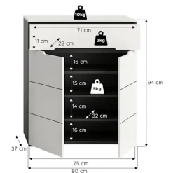 Rootz Shoe Cabinet - Shoe Organizer - Skoopbevaring - holdbar og stabil - 80x94x37cm