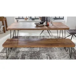 Rootz siddebænk Massivt træ Sheesham 180 x 45 x 40 cm træbænk naturprodukt køkkenbænk i landlig stil