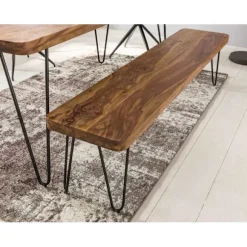 Rootz siddebænk Massivt træ Sheesham 180 x 45 x 40 cm træbænk naturprodukt køkkenbænk i landlig stil