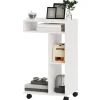Rootz sidebord - C -formet serveringsbil - mobilarrangør - 4 hjul - effektiv opbevaring - 40 x 30 x 69 cm, robust spånplade, hvid