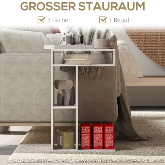 Rootz sidebord - C -formet serveringsbil - mobilarrangør - 4 hjul - effektiv opbevaring - 40 x 30 x 69 cm, robust spånplade, hvid