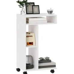 Rootz sidebord - C -formet serveringsbil - mobilarrangør - 4 hjul - effektiv opbevaring - 40 x 30 x 69 cm, robust spånplade, hvid