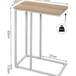 Rootz sidebord - C-formet endebord - Moderne sofabord - MDF & metalstel - Stabil konstruktion - 45 cm x 25 cm Bordplade - 63,5 cm Højde