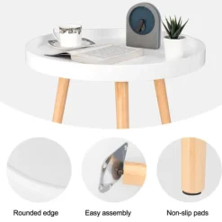 Rootz sidebord - kaffestativ - sengebord - dagligstue accent - lounge stativ - endebord - hvid - 50 x 44 cm (ø x H)