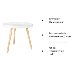 Rootz sidebord - kaffestativ - sengebord - dagligstue accent - lounge stativ - endebord - hvid - 50 x 44 cm (ø x H)