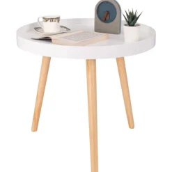 Rootz sidebord - kaffestativ - sengebord - dagligstue accent - lounge stativ - endebord - hvid - 50 x 44 cm (ø x H)