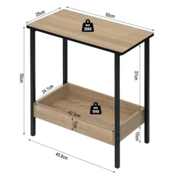Rootz Sidebord - Kaffestativ - Dagligstue Accent - Opbevaringsskrivebord - Udstillingsplatform - Loungemøbler - Lys Eg + Sort - 50x55x25 cm