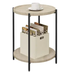 Rootz sidebord - Lille sofabord - Rundt endebord - Vintage trækorn - 43,2 cm x 49,5 cm x 43,2 cm