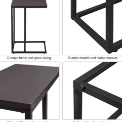Rootz sidebord - MDF og metalstel - Stabil konstruktion - Ridsefast - Vintage industrielt design - 45 cm x 25 cm x 63,5 cm