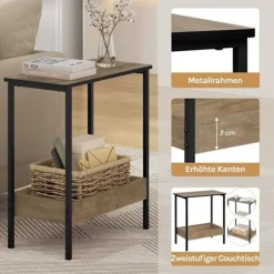 Rootz sidebord - sofabord - konsolbord - metal og træ - brunt og sort look - holdbart og vandafvisende - 50x55x25 cm