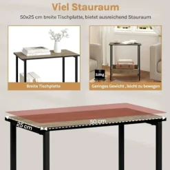 Rootz sidebord - sofabord - konsolbord - metal og træ - brunt og sort look - holdbart og vandafvisende - 50x55x25 cm