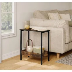 Rootz sidebord - sofabord - konsolbord - Robust og vandafvisende - 50 cm x 55 cm x 25 cm -brown & black metal ramme