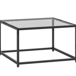 Rootz Sidebord Firkantet sengebord – Sofabord – Accentbord – Robust design – Sort hærdet glas, stålben, 68x68x39cm