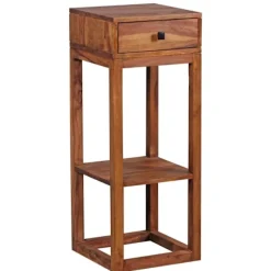 Rootz sidebord massivt træ sheesham sidebord telefonbord med skuffe 35 x 35 x 90 cm