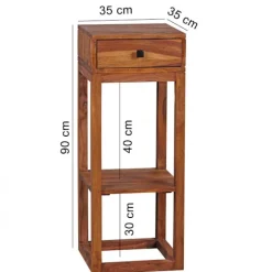 Rootz sidebord massivt træ sheesham sidebord telefonbord med skuffe 35 x 35 x 90 cm