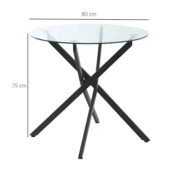 Rootz Sidebord med sikkerhedsglas - Rundt sofabord - Sofabord - Glasbord - Stue - Soveværelse - Metal - Sort - 80 x 80 x 75 cm
