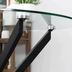Rootz Sidebord med sikkerhedsglas - Rundt sofabord - Sofabord - Glasbord - Stue - Soveværelse - Metal - Sort - 80 x 80 x 75 cm